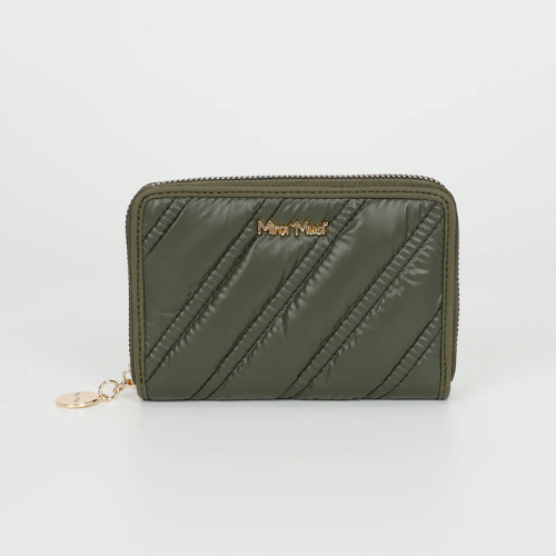 PORTAFOGLIO MEDIO IN PIUMINO VERDE MILITARE