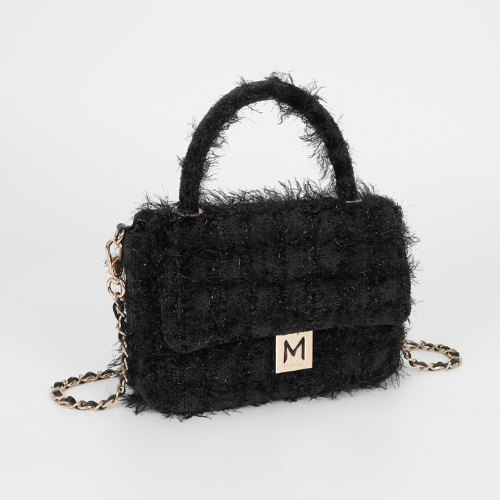 BORSA A TRACOLLA IN TWEED NERA