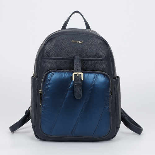 ZAINO CON DETTAGLIO IN PIUMINO BLU