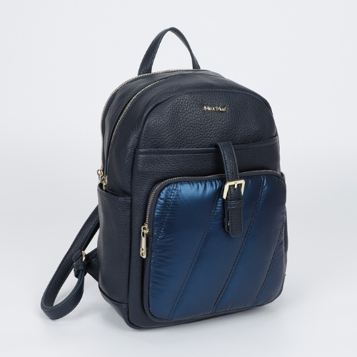 ZAINO CON DETTAGLIO IN PIUMINO BLU