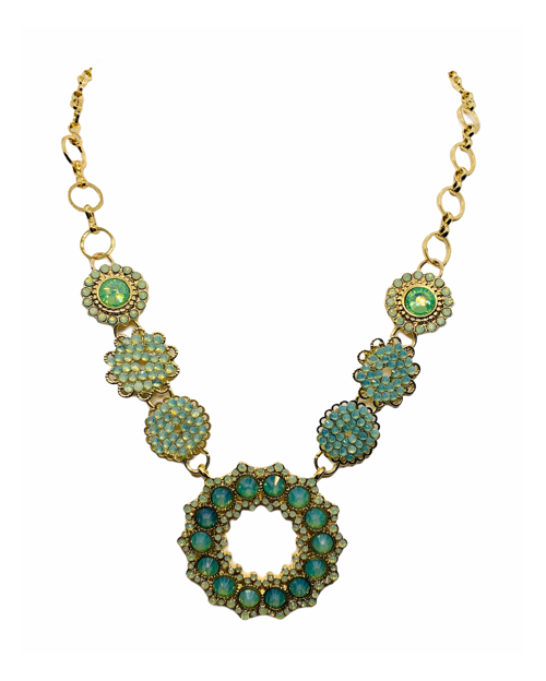 COLLANA GIROCOLLO DORATA CON ROSONE VERDE ART. 953280B