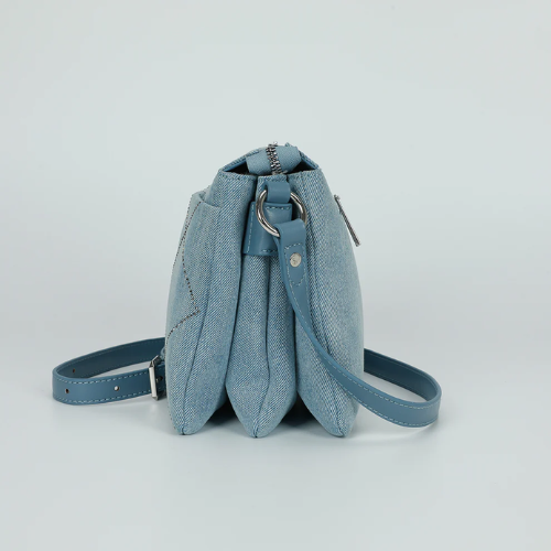 BORSA A BUSTA IN JEANS CON STRASS BLU MEDIO 