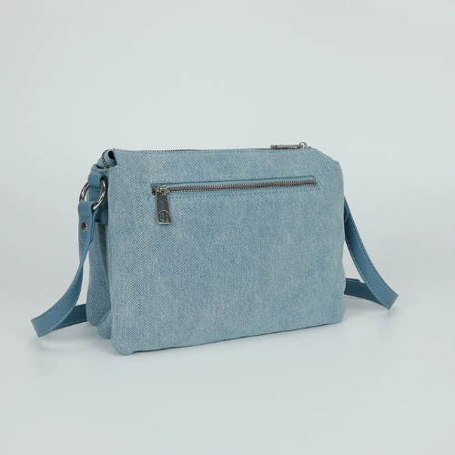 BORSA A BUSTA IN JEANS CON STRASS BLU MEDIO 