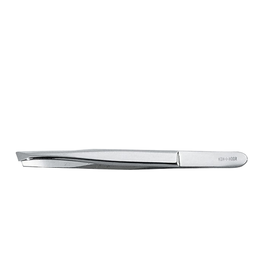 Pinzetta di precisione con punta obliqua da 8cm. In acciaio cromato.