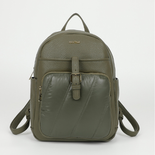 ZAINO CON DETTAGLIO IN PIUMINO VERDE MILITARE