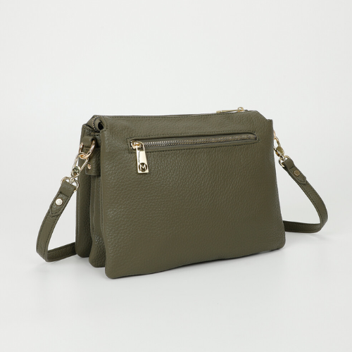 BORSA A TRACOLLA CON DETTAGLIO IN PIUMINO VERDE MILITARE 