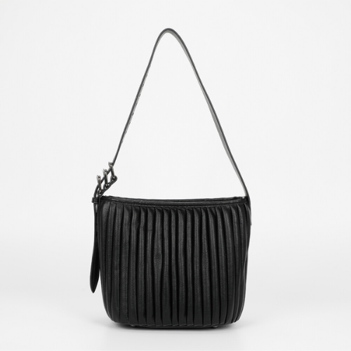 BORSA A TRACOLLA PLISSETTATA NERO
