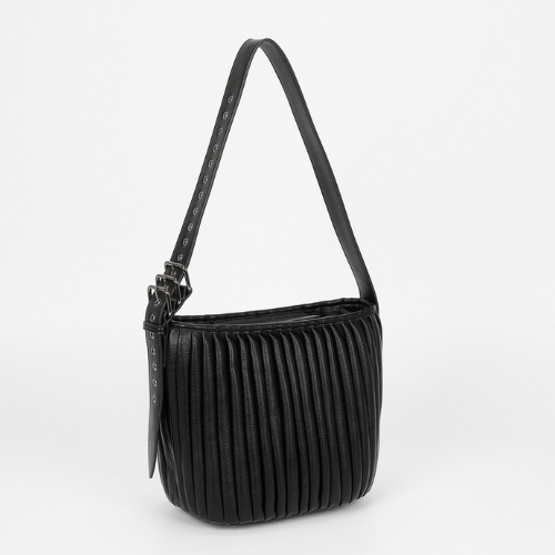 BORSA A TRACOLLA PLISSETTATA NERO
