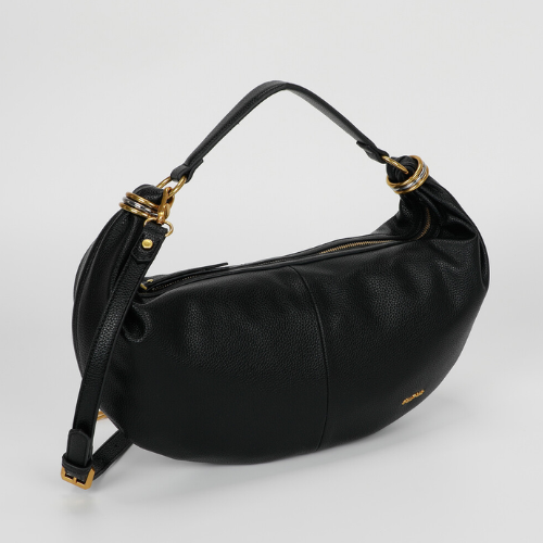 BORSA A SPALLA PICCOLA CON ANELLI AI MANICI NERO