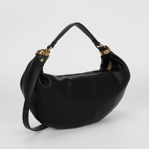 BORSA A SPALLA PICCOLA CON ANELLI AI MANICI NERO