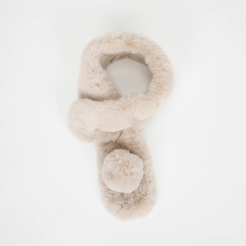 GIROCOLLO EFFETTO PELLICCIA CON PON PON BEIGE