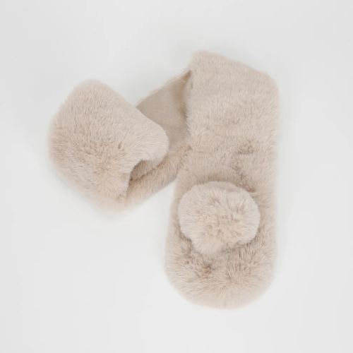 GIROCOLLO EFFETTO PELLICCIA CON PON PON BEIGE