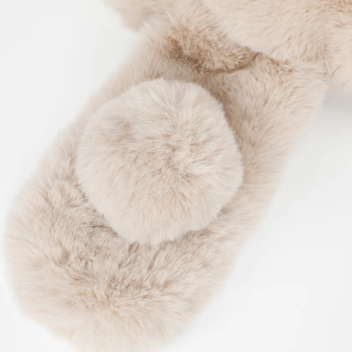 GIROCOLLO EFFETTO PELLICCIA CON PON PON BEIGE