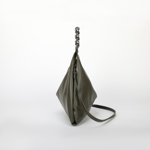 BORSA A SPALLA GRANDE CON CATENA VERDE MILITARE