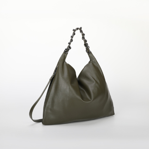 BORSA A SPALLA GRANDE CON CATENA VERDE MILITARE