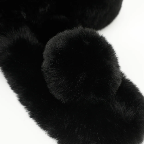 GIROCOLLO EFFETTO PELLICCIA CON PON PON NERO