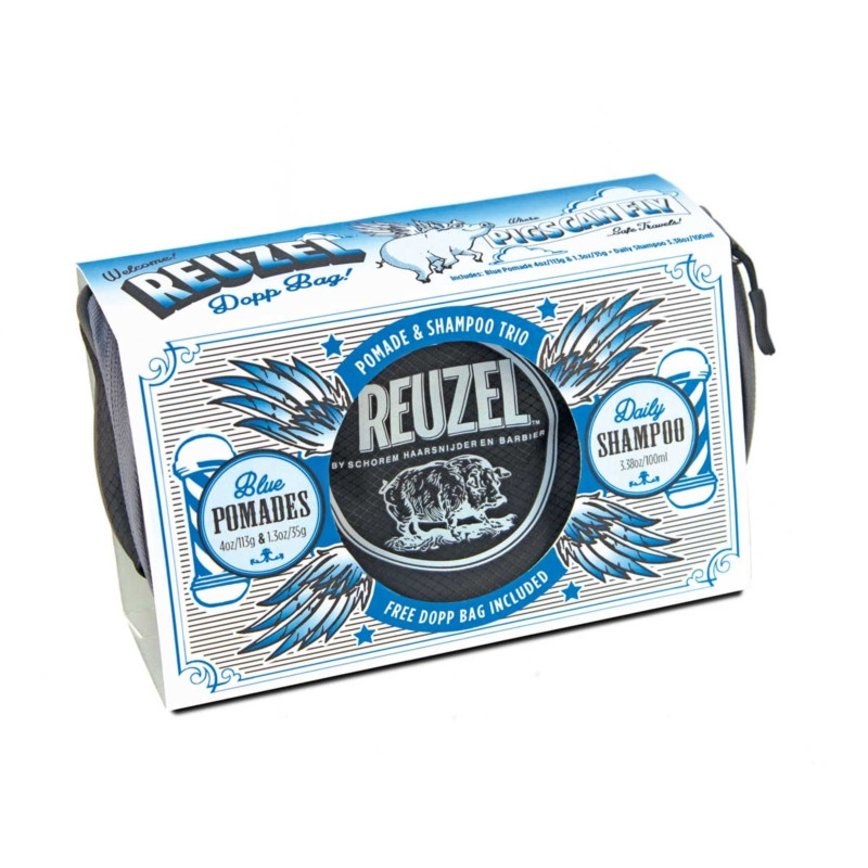 REUZEL BLUE POMADE GIFT SET - BLUE POMADE 35G + 113G, SHAMPOO&BAG 100ML