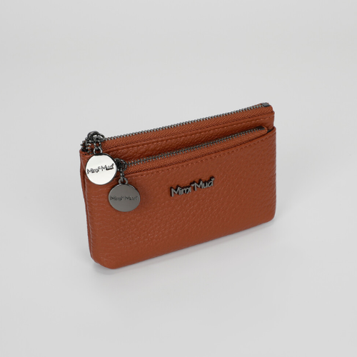 PORTAMONETE IN PELLE CON ZIP CUOIO