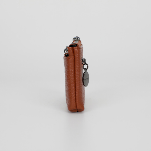 PORTAMONETE IN PELLE CON ZIP CUOIO