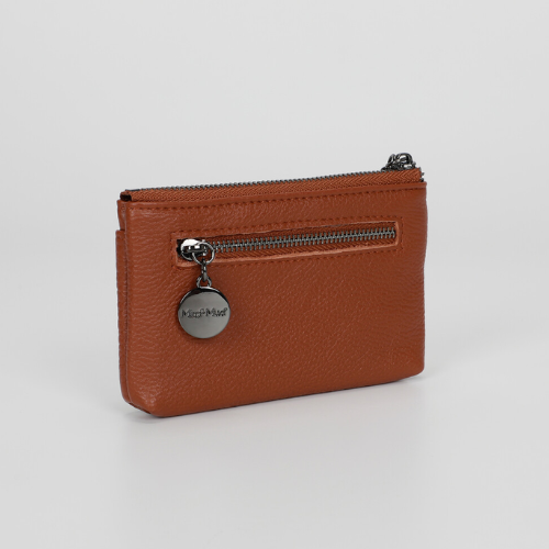 PORTAMONETE IN PELLE CON ZIP CUOIO