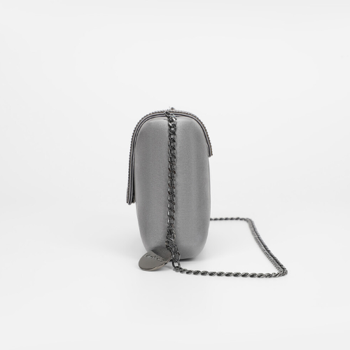 BORSA CLUTCH CON STRISCIA DI STRASS ARGENTO