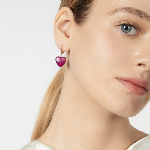 Orecchini cerchietto e cuore Demetra - Viola scuro