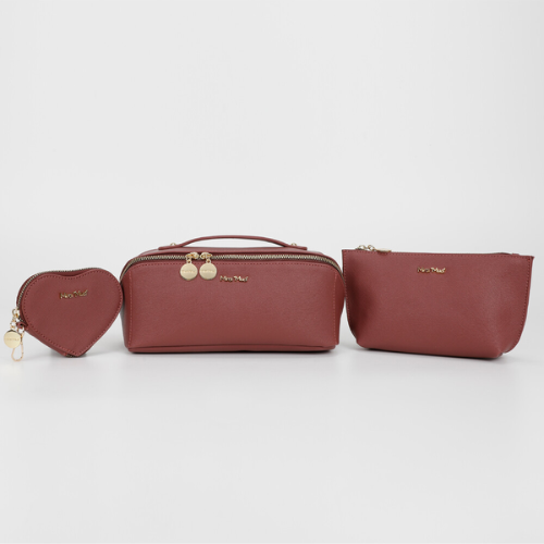 BEAUTY CASE SET DA 3 TINTA UNITA CUOIO
