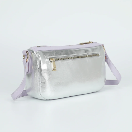 BORSA A TRACOLLA EFFETTO LAMINATO LILLA 