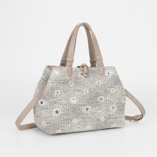 BORSA A BRACCIO IN TESSUTO BEIGE