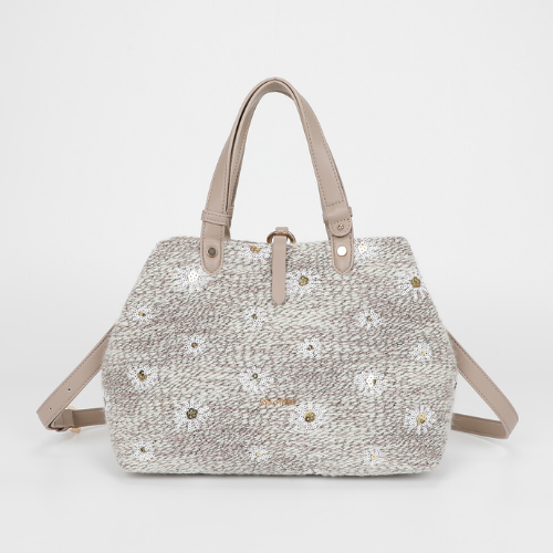 BORSA A BRACCIO IN TESSUTO BEIGE
