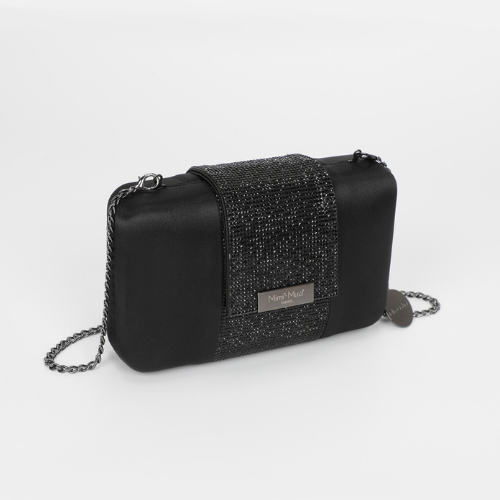 BORSA CLUTCH CON STRISCIA DI STRASS NERO