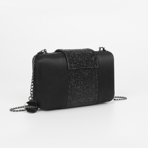 BORSA CLUTCH CON STRISCIA DI STRASS NERO