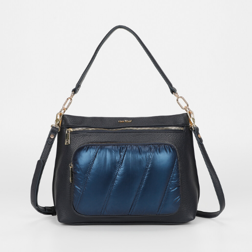 BORSA A SPALLA CON DETTAGLIO IN PIUMINO BLU