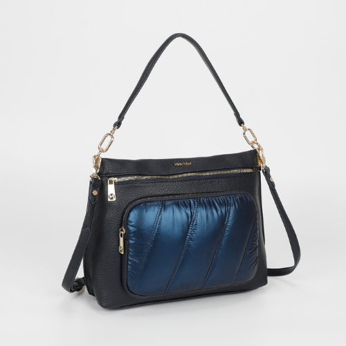 BORSA A SPALLA CON DETTAGLIO IN PIUMINO BLU