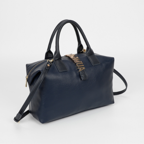 BORSA BAULETTO CON LETTERE MIMI-MUA BLU