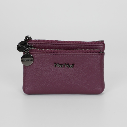 PORTAMONETE IN PELLE CON ZIP VIOLA