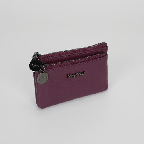 PORTAMONETE IN PELLE CON ZIP VIOLA