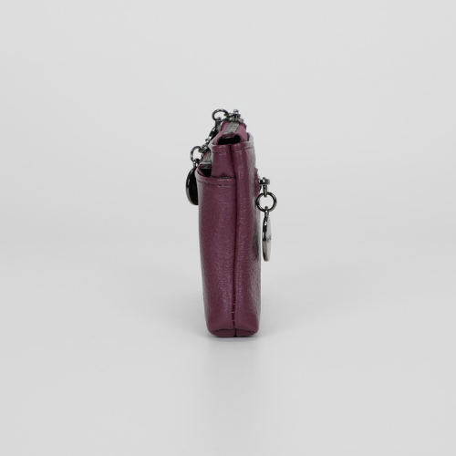 PORTAMONETE IN PELLE CON ZIP VIOLA