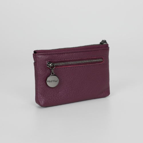 PORTAMONETE IN PELLE CON ZIP VIOLA