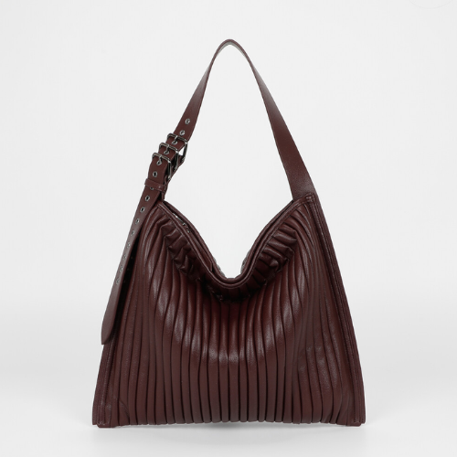 BORSA A SPALLA GRANDE PLISSETTATA BURGUNDY