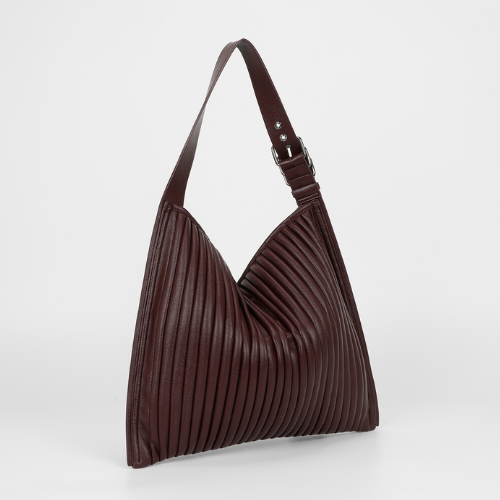BORSA A SPALLA GRANDE PLISSETTATA BURGUNDY