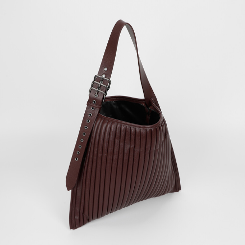 BORSA A SPALLA GRANDE PLISSETTATA BURGUNDY