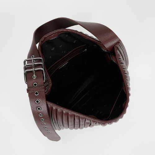 BORSA A SPALLA GRANDE PLISSETTATA BURGUNDY