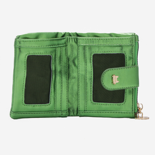 PORTAFOGLIO PICCOLO CON PATTA LAMINATO VERDE MENTA 
