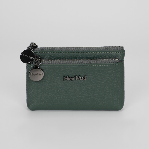 PORTAMONETE IN PELLE CON ZIP VERDE FORESTA