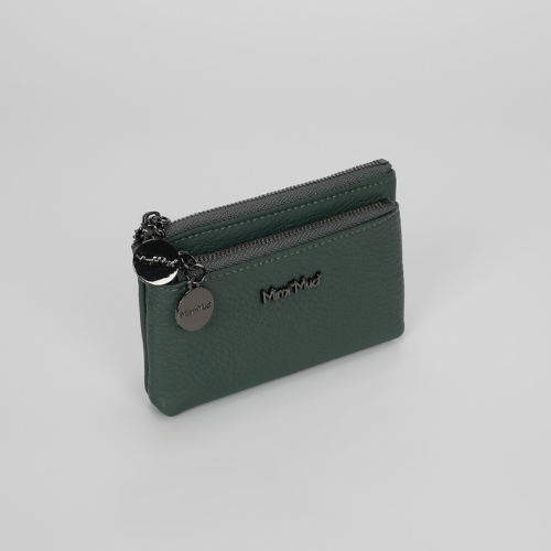 PORTAMONETE IN PELLE CON ZIP VERDE FORESTA