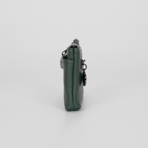 PORTAMONETE IN PELLE CON ZIP VERDE FORESTA