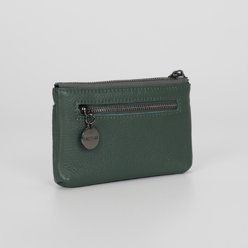 PORTAMONETE IN PELLE CON ZIP VERDE FORESTA