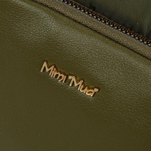 BORSA BAULETTO IN NYLON CON DETTAGLI IN PU VERDE MILITARE