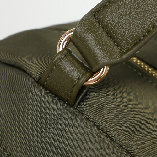 BORSA BAULETTO IN NYLON CON DETTAGLI IN PU VERDE MILITARE